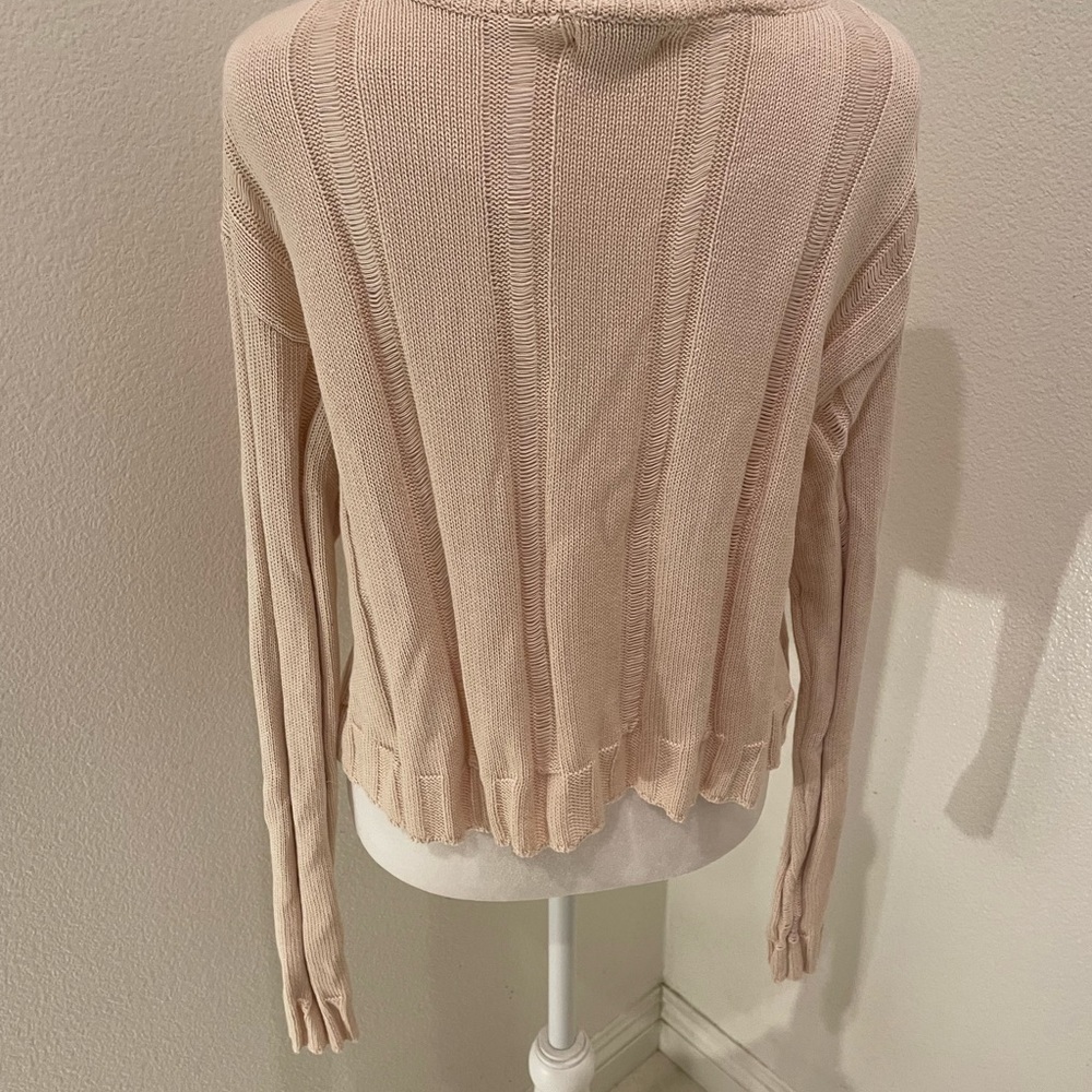 NWT 525 Cotton Novelty Rib Crew Neck Sweater Knit Cream Size S / XS​​​​​​​ - Picture 6 of 7